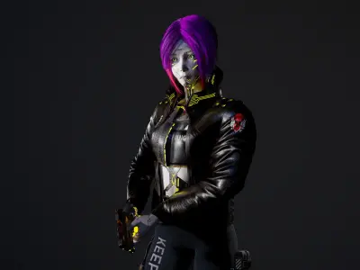 Cyberpunk Girl Low-poly 3D model