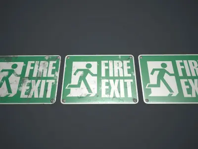 Plastic Exit Sign PBR Game Ready Low-poly 3D model