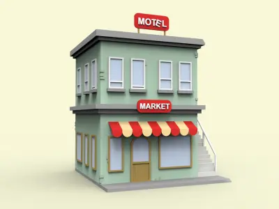 Market and motel house 3D model