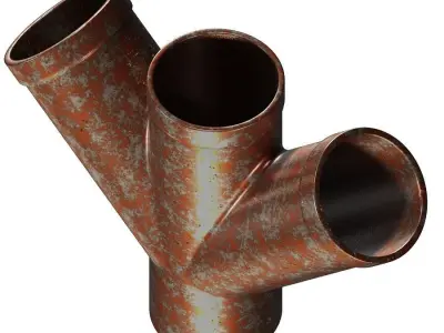 Rusty Steel Fitting Double Y 3D model