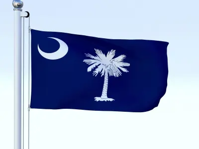 Animated South Carolina Flag Low-poly 3D model
