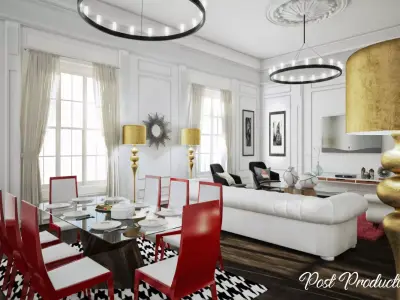 Modern-Classic Living Room - Ready to render  3D model