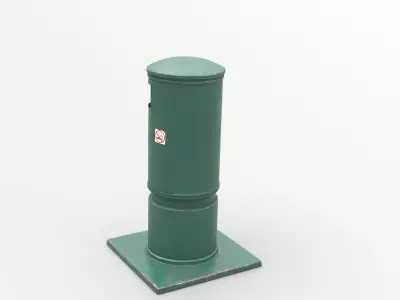 Metal Street Trash Bin 4K PBR Game Ready UV Unwrapped vol 10 Low-poly 3D model