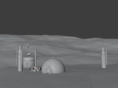  Tatooine inspired Martian colony 3D model