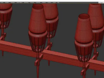 FASHION BRASS LINE CHANDELIER 2 Low-poly 3D model