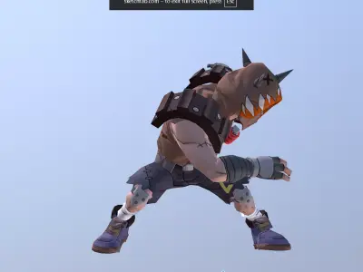 Cabal Warrior Cyborg Combatant Attack Air Flip Animated 3D model