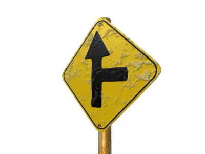 Side Road on The Right Warning Traffic Sign 3D model