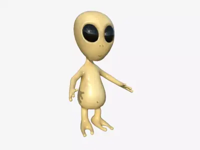Cute Alien A04 Beige Black - Simple - Character Design Low-poly 3D model