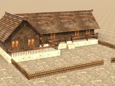 Game-ready fantasy medieval home Low-poly 3D model
