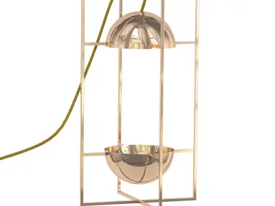 EXHIBIT gold metal lamp with ball in middle 3D model