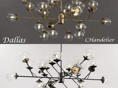 Dalls chandelier with balls hanging from it 3D model