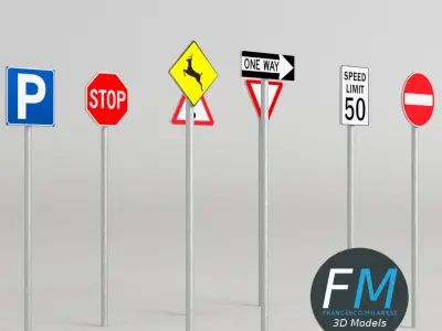 Traffic signs pack 3D model