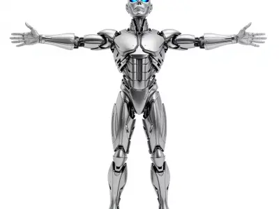 Futuristic Robot Model Pack with Articulated Limbs Low-poly 3D model