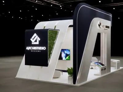 Booth Exhibition Stand Stall 12m x 6m render ready 3D model  3D model