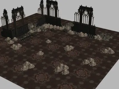 Shrine of the Aquila Ruin Backdrop Set Low-poly 3D model