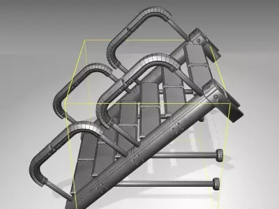 Futuristic Stairs - 25 - Basic Textures Low-poly 3D model