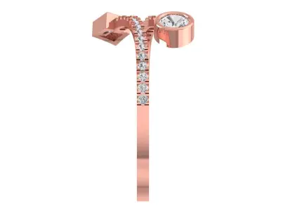 Solitaire Women Light Weight Princess Round Stone Band Ring 3D print model