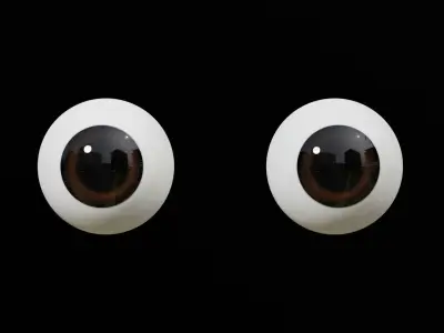 Dark Brown Cartoon Eyes Low-poly 3D model