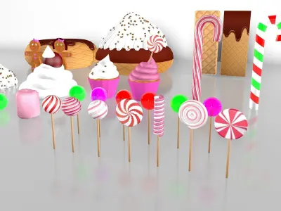 Gingerbread Village V2 candy and sweet 3D model