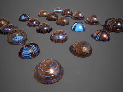 Sci-Fi Dome Collection Low-poly 3D model