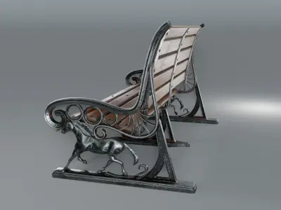 Park Bench Low-poly 3D model 5