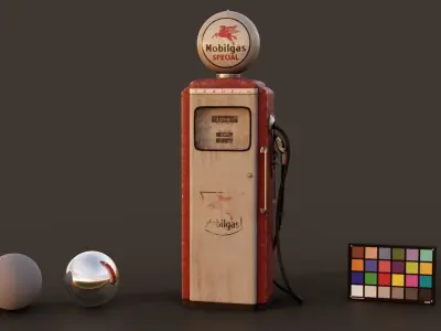 Route 66 Gas Pump Low-poly 3D model