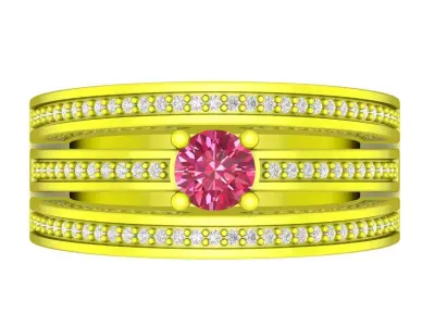 Modern Multi Band Pave Gemstone Ring Jewelry 3D Model 4505 3D print model