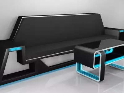 Sci Fi Sofa and Table 3D model