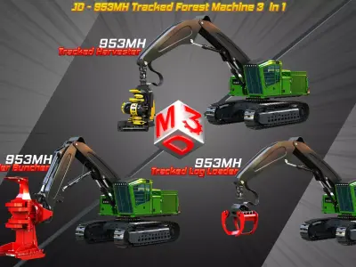 JD - 953MH Tracked Forest Machine 3  in 1 3D Model Pack