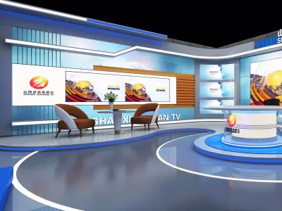 live broadcast studio Low-poly 3D model