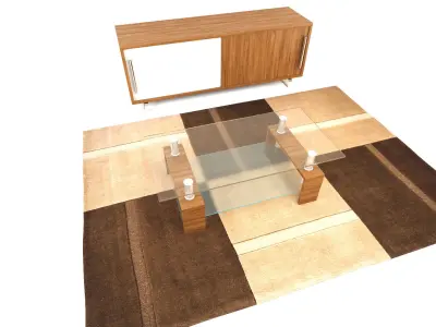 Sofa set 3D model wooden cabinet with two doors 3D model