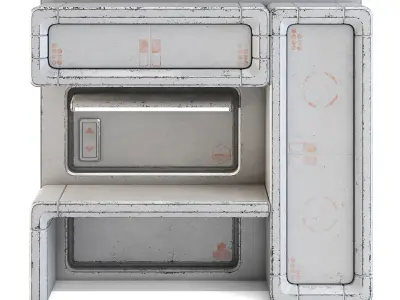Futuristic Apartment Wall with Desk 3D model