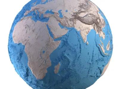 Earth Clay Shaded Globe Low-poly 3D model