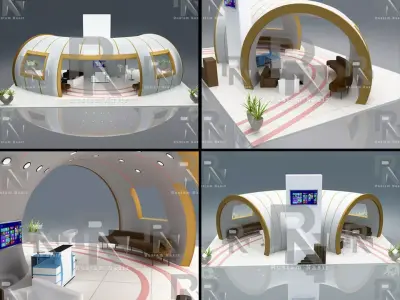 3D Stall Model exhibition booth with circular shape 3D model