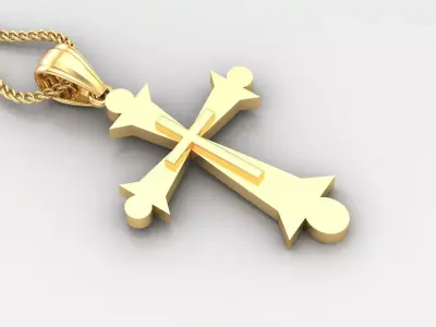 Light Gold 18K Cross Pendant 2CP053 3D print model