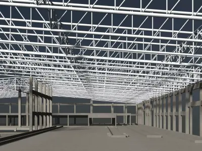 Factory in structure frame 3D model