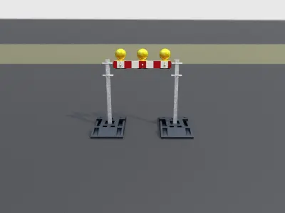 Construction Barrier 5 with warning lights 600-30 100x800mm Low-poly 3D model