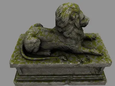 Lion Statue 21 Low-poly 3D model