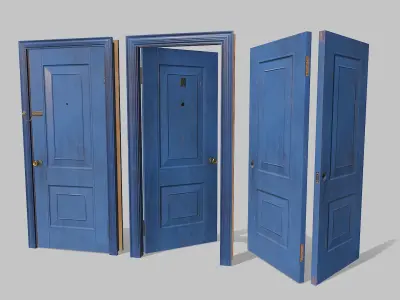 Door light blue 02 Low-poly 3D model