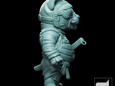 Cat Samurai  3D print model