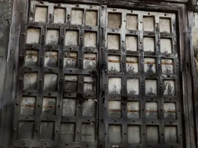 Exterior antique Indian wooden door 3D model