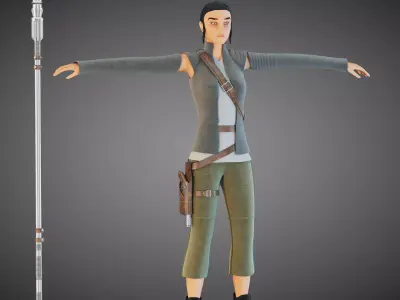 Star Wars Rey T-pose 3D model