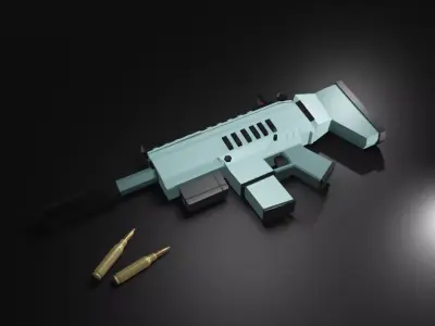 Low poly gun Scar l Low-poly 3D model