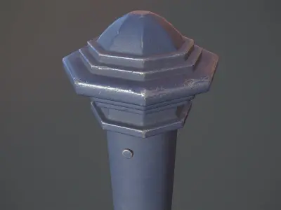 Barrier Bollard pack 3 Blue v2 Low-poly 3D model