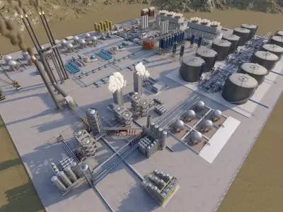 Petrochemical-Complex and Oil Gas Rig-Refinery power plant 3D model