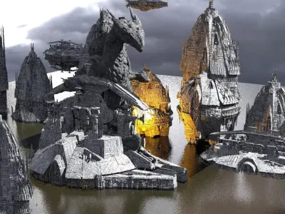 Jupiter Ship Dark Gods structures 3D model