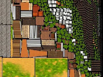 Farm with his surroundings Low-poly 3D model