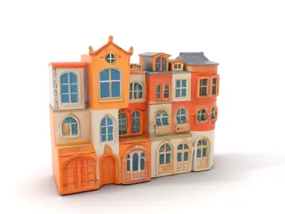 Vintage Townhouse Facade model pack Low-poly 3D model