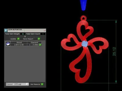 Pendant 3dm rose gold cross with diamond 3D model