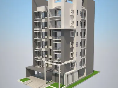 8 Apartment Buildings Set 1 3D model